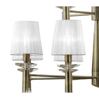 M3870/WS Tiffany Pendant 2 Tier 12+12 Light E14+G9 Antique Brass White Shades & Clear Crystal