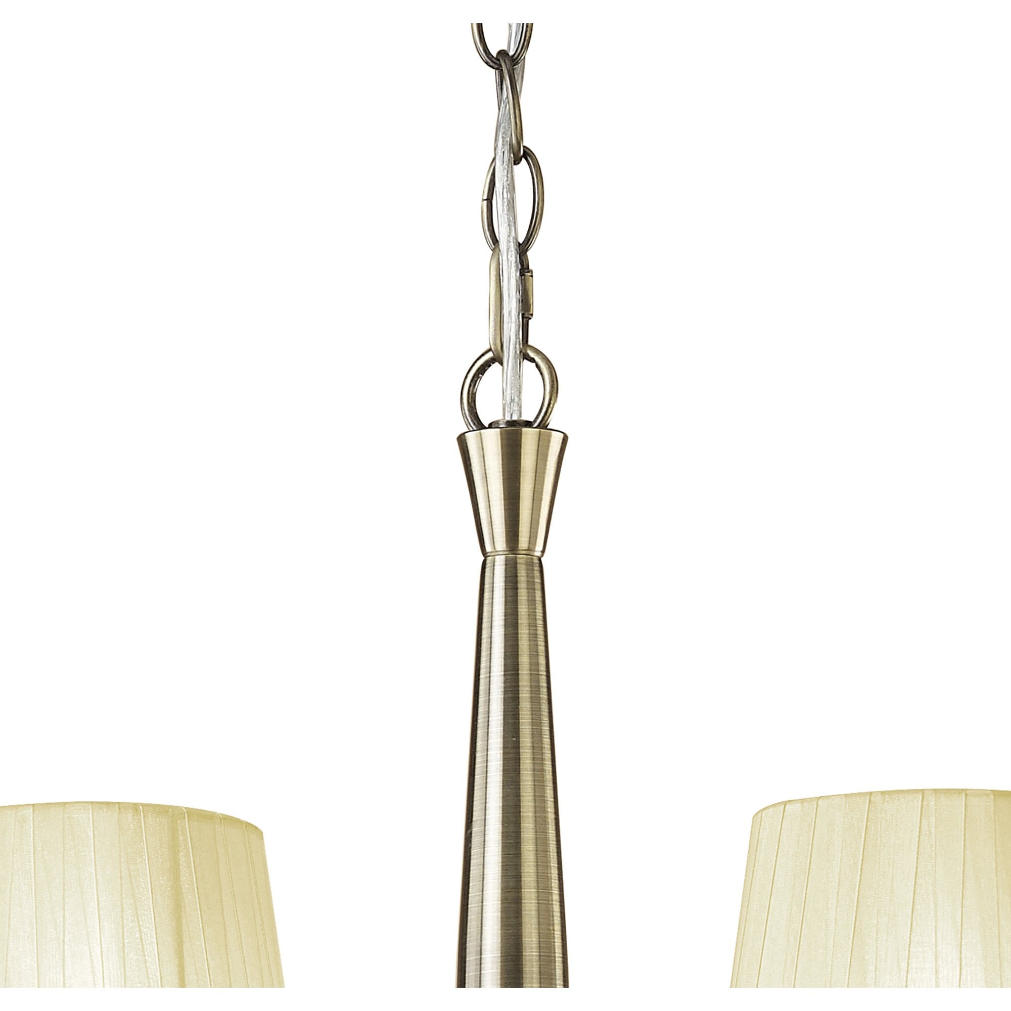 M3871/CS Tiffany Pendant 6+6 Light E14+G9 Antique Brass Cream Shades & Clear Crystal