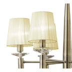M3871/CS Tiffany Pendant 6+6 Light E14+G9 Antique Brass Cream Shades & Clear Crystal