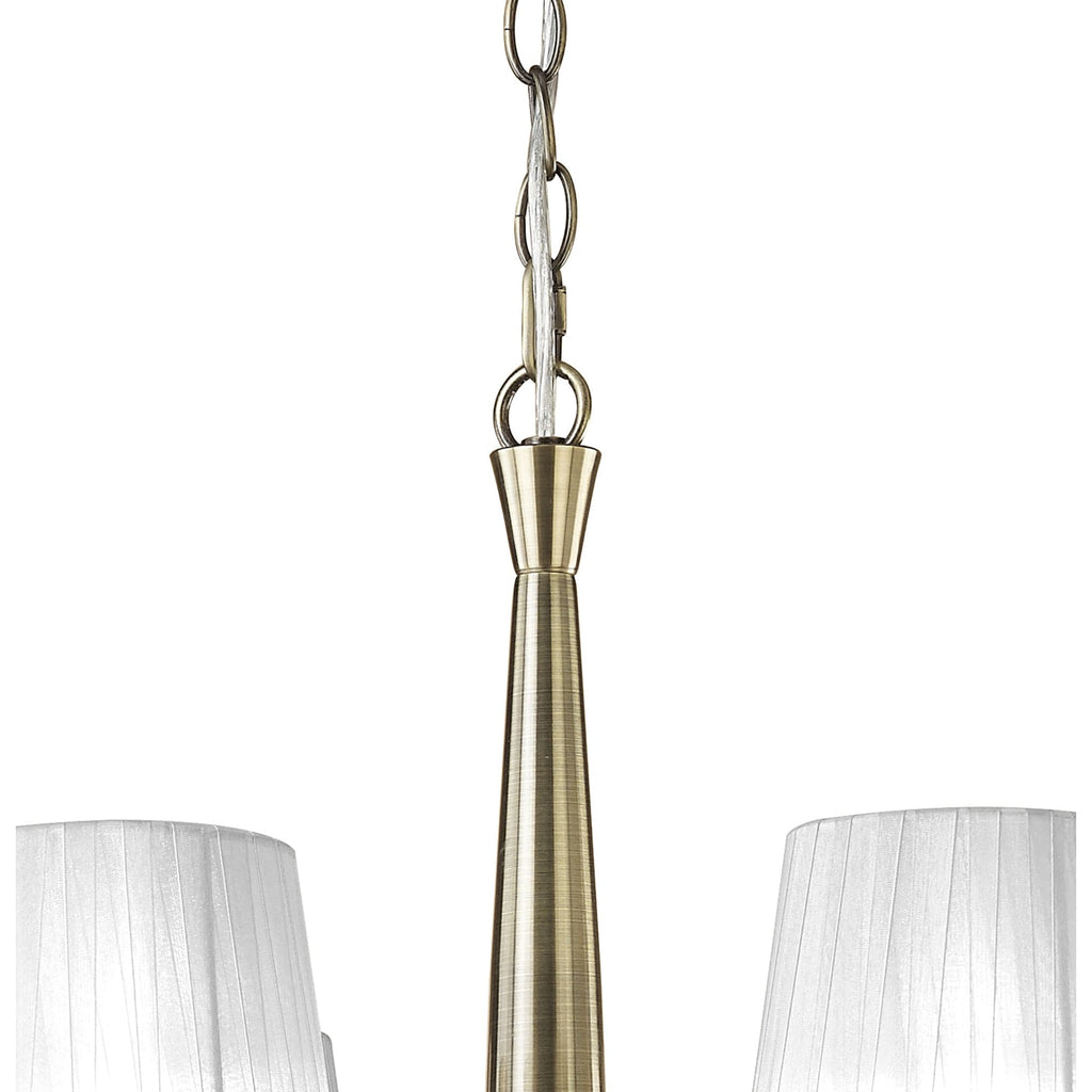 M3871/WS Tiffany Pendant 6+6 Light E14+G9 Antique Brass White Shades & Clear Crystal
