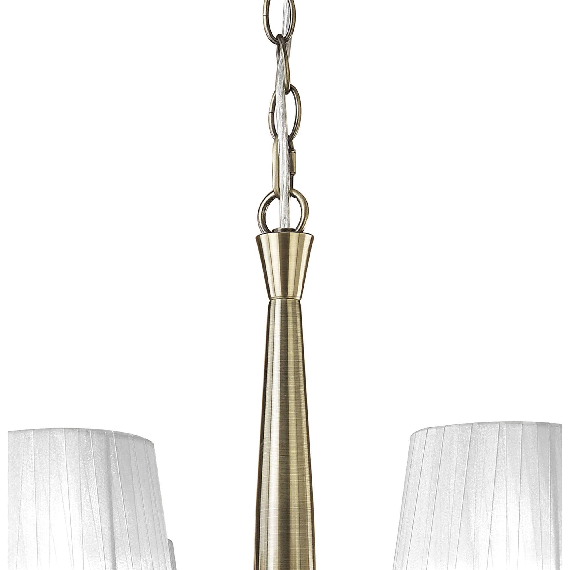 M3871/WS Tiffany Pendant 6+6 Light E14+G9 Antique Brass White Shades & Clear Crystal