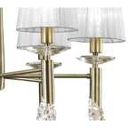 M3871/WS Tiffany Pendant 6+6 Light E14+G9 Antique Brass White Shades & Clear Crystal