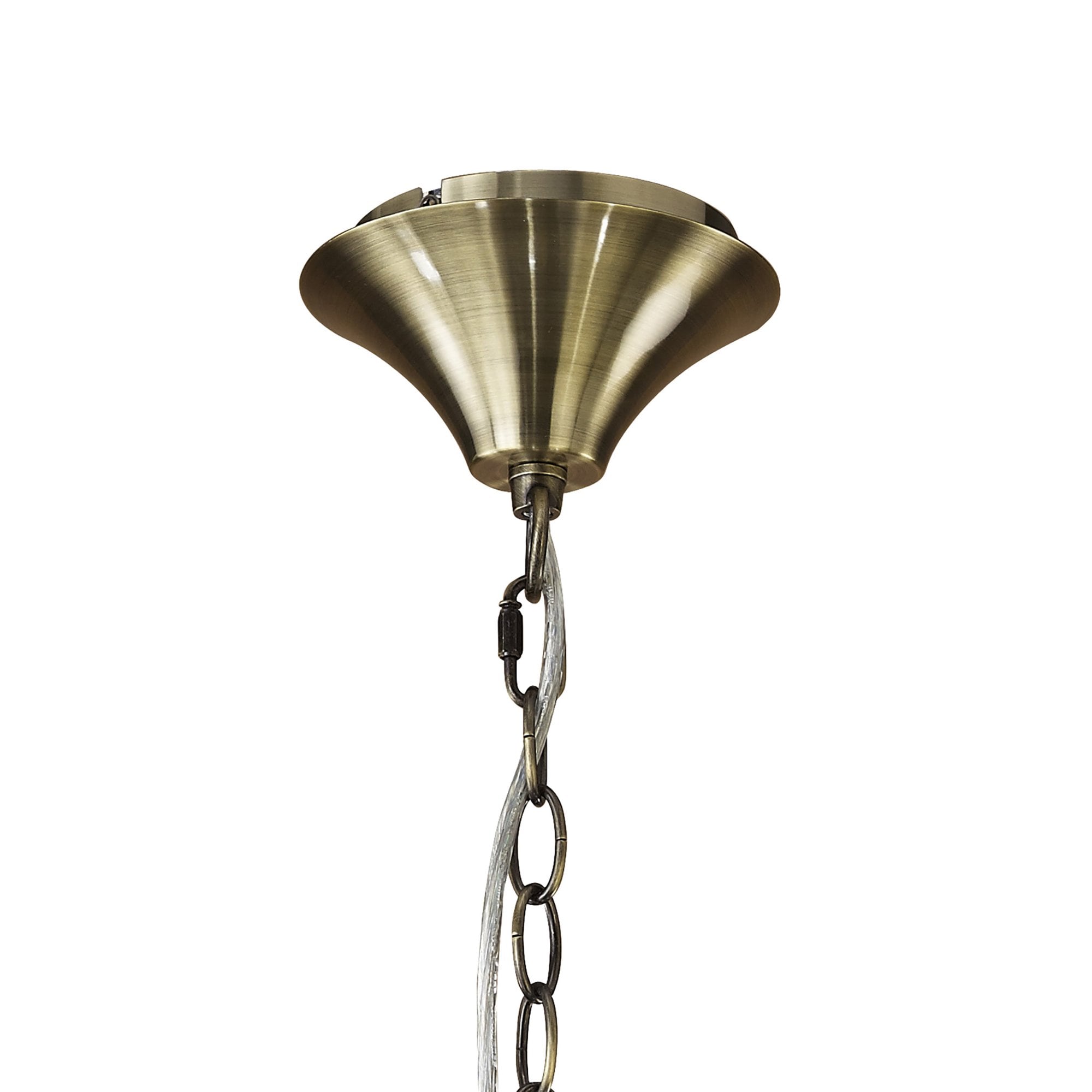 M3872/CS Tiffany Pendant 4+4 Light E14+G9 Antique Brass Cream Shades & Clear Crystal