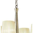 M3872/CS Tiffany Pendant 4+4 Light E14+G9 Antique Brass Cream Shades & Clear Crystal
