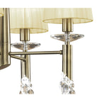 M3872/CS Tiffany Pendant 4+4 Light E14+G9 Antique Brass Cream Shades & Clear Crystal