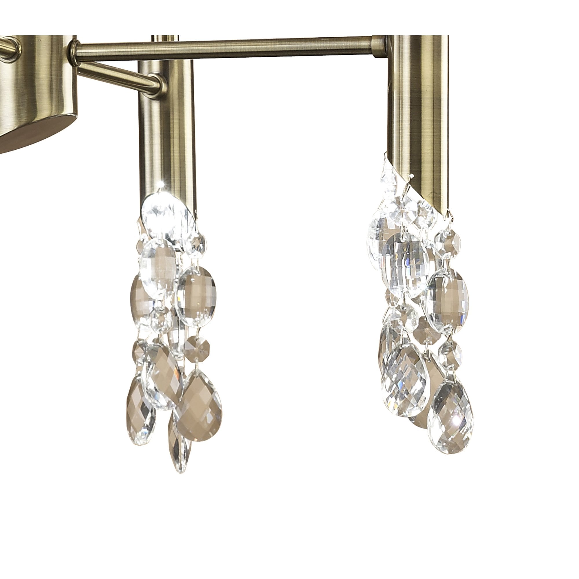 M3872/WS Tiffany Pendant 4+4 Light E14+G9 Antique Brass White Shades & Clear Crystal