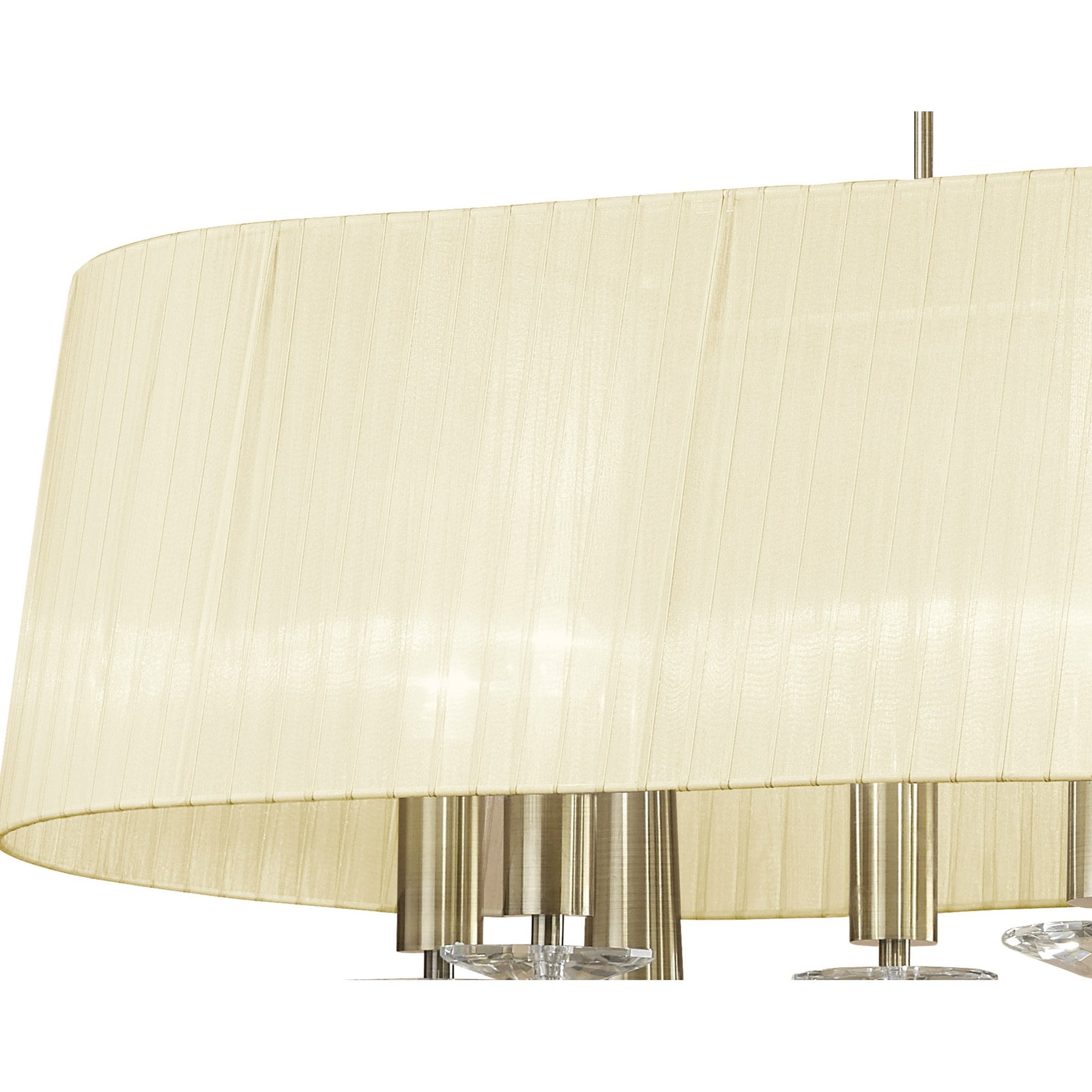 M3873/CS Tiffany Pendant 6+6 Light E27+G9 Oval Antique Brass Cream Shade & Clear Crystal
