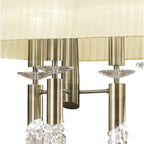 M3873/CS Tiffany Pendant 6+6 Light E27+G9 Oval Antique Brass Cream Shade & Clear Crystal