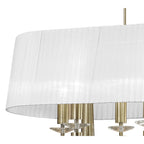 M3873/WS Tiffany Pendant 6+6 Light E27+G9 Oval Antique Brass White Shade & Clear Crystal