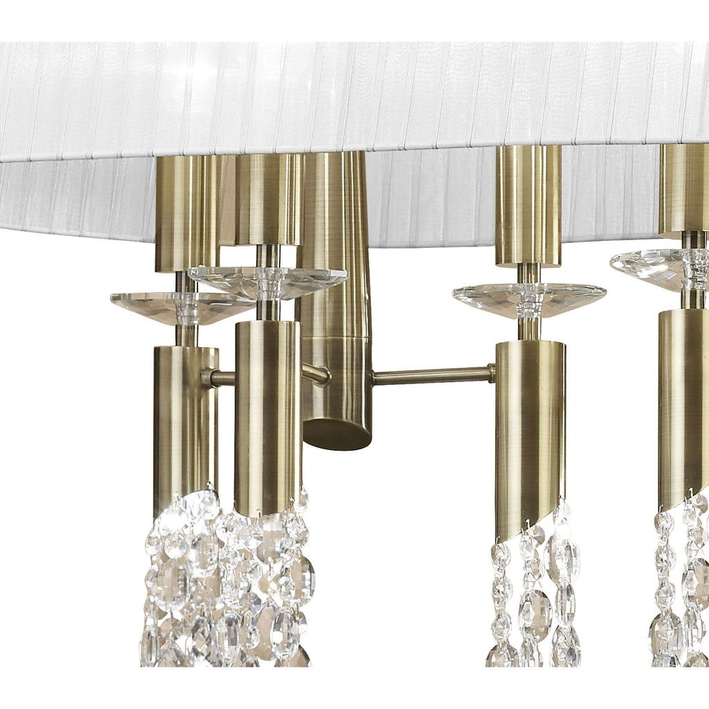 M3873/WS Tiffany Pendant 6+6 Light E27+G9 Oval Antique Brass White Shade & Clear Crystal