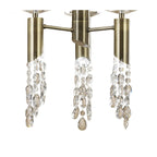 M3873/WS Tiffany Pendant 6+6 Light E27+G9 Oval Antique Brass White Shade & Clear Crystal