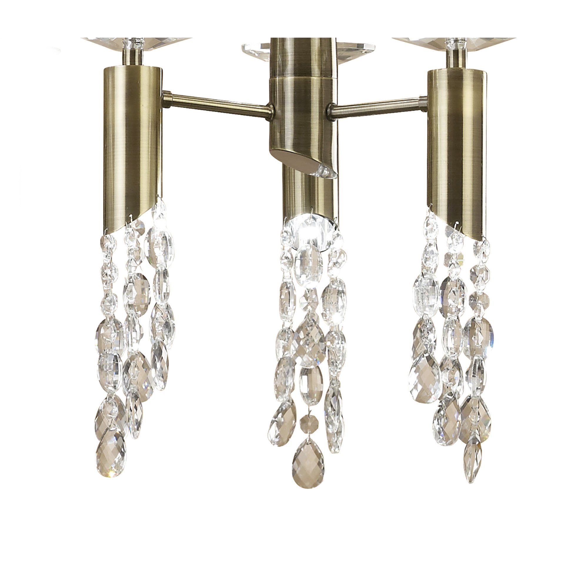 M3873/WS Tiffany Pendant 6+6 Light E27+G9 Oval Antique Brass White Shade & Clear Crystal