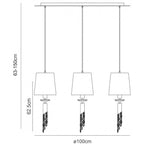 M3875/CS Tiffany Linear Pendant 3+3 Light E27+G9 Line Antique Brass Cream Shades & Clear Crystal