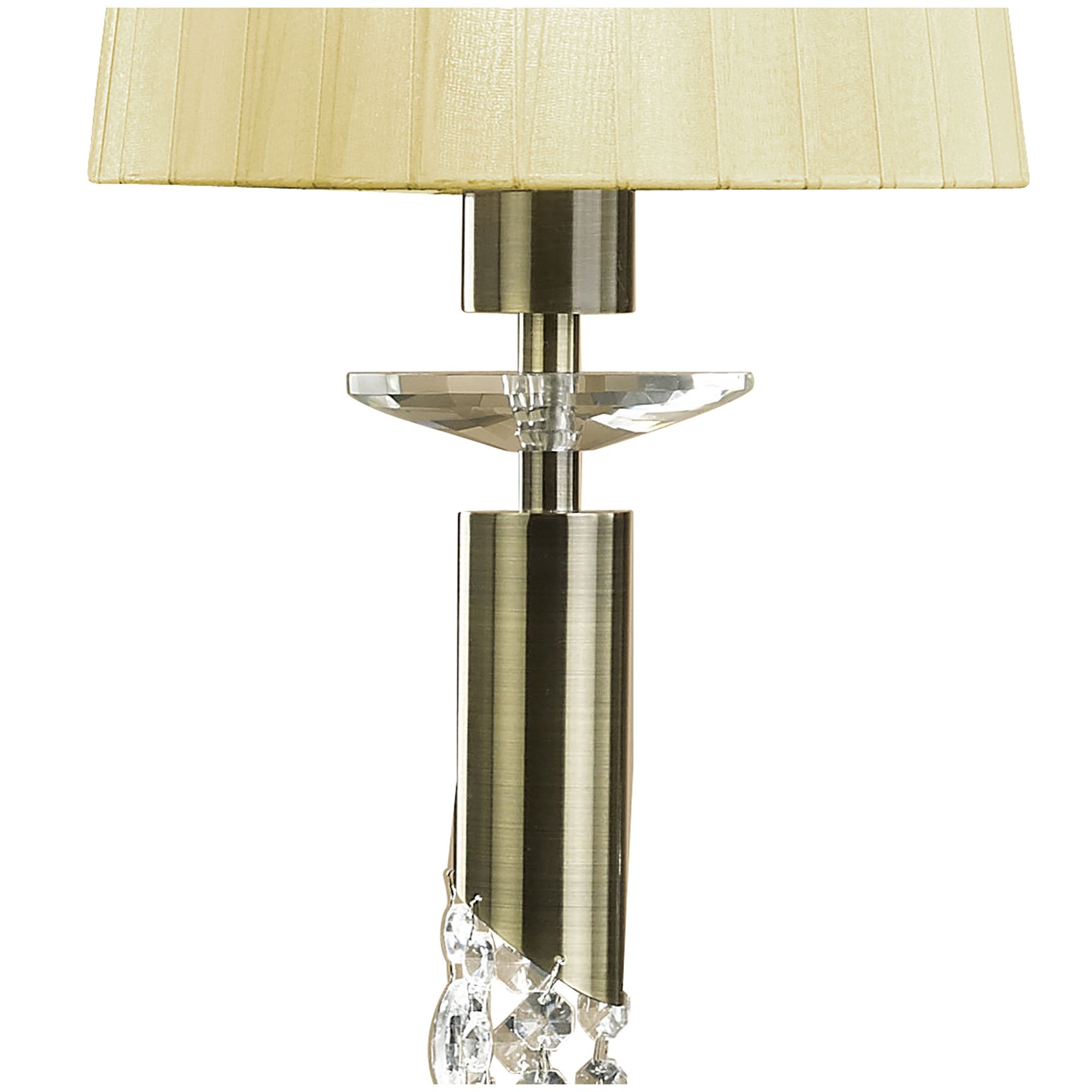 M3875/CS Tiffany Linear Pendant 3+3 Light E27+G9 Line Antique Brass Cream Shades & Clear Crystal