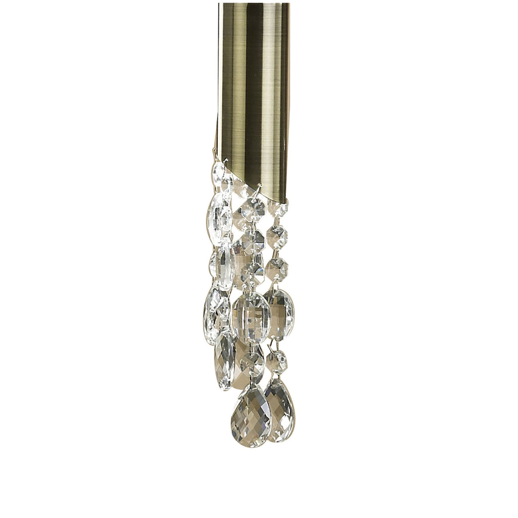 M3875/CS Tiffany Linear Pendant 3+3 Light E27+G9 Line Antique Brass Cream Shades & Clear Crystal