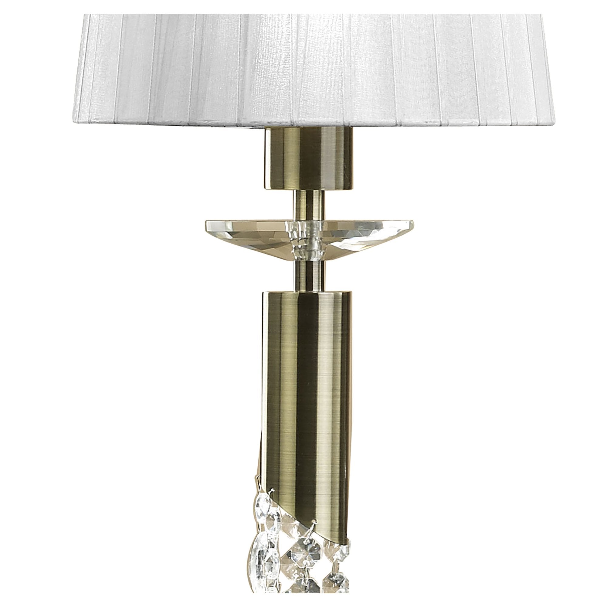 M3875/WS Tiffany Linear Pendant 3+3 Light E27+G9 Line Antique Brass White Shades & Clear Crystal