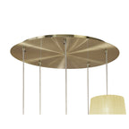M3877/CS Tiffany Pendant 5+5 Light E27+G9 Spiral Antique Brass Cream Shades & Clear Crystal