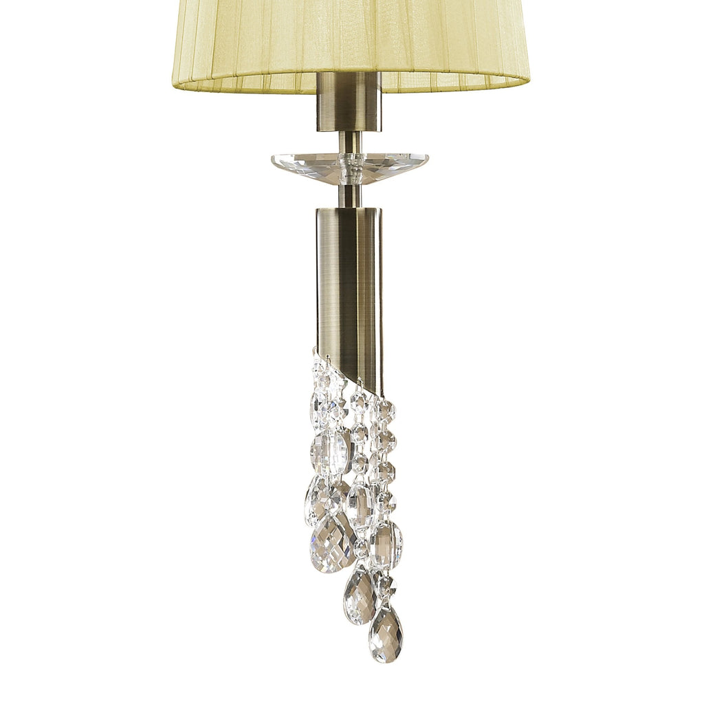 M3877/CS Tiffany Pendant 5+5 Light E27+G9 Spiral Antique Brass Cream Shades & Clear Crystal