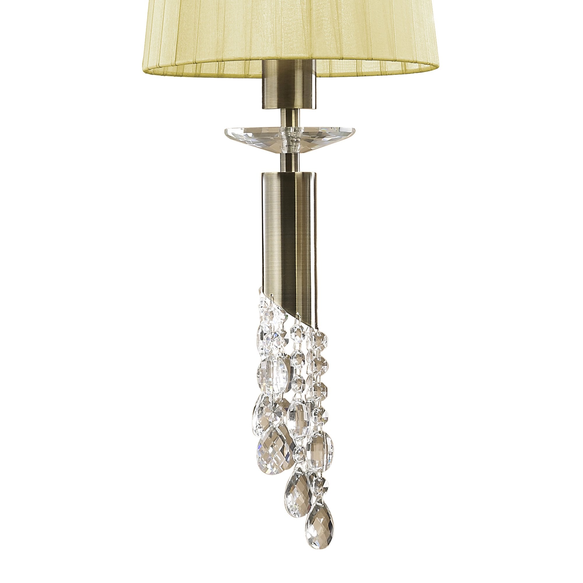 M3877/CS Tiffany Pendant 5+5 Light E27+G9 Spiral Antique Brass Cream Shades & Clear Crystal