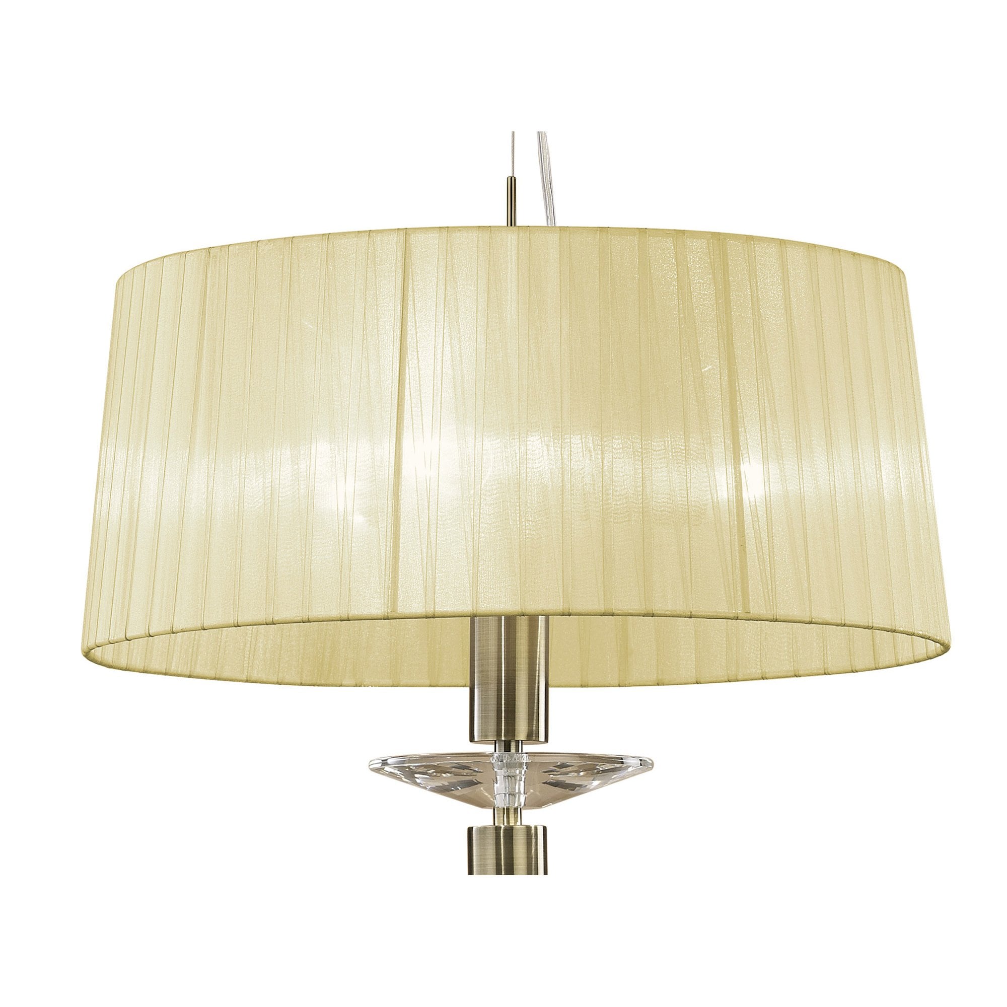 M3878/CS Tiffany Pendant 3+1 Light E27+G9 Antique Brass Cream Shade ...