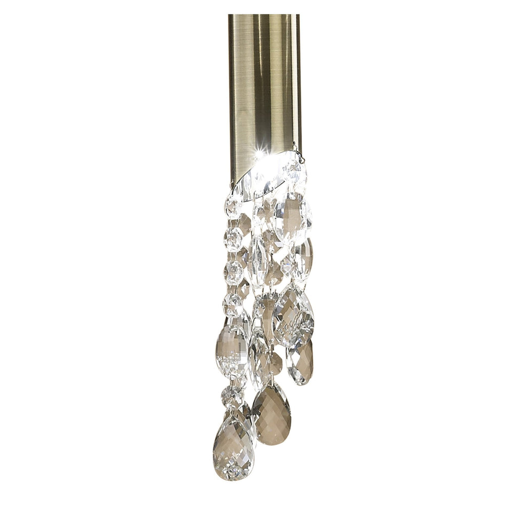 M3878/CS Tiffany Pendant 3+1 Light E27+G9 Antique Brass Cream Shade & Clear Crystal