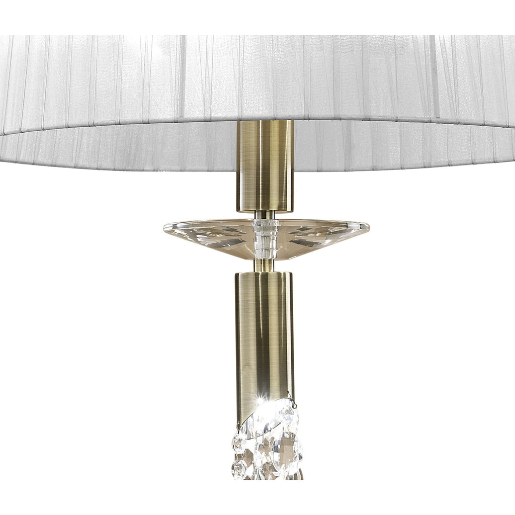 M3878/WS Tiffany Pendant 3+1 Light E27+G9 Antique Brass White Shade & Clear Crystal