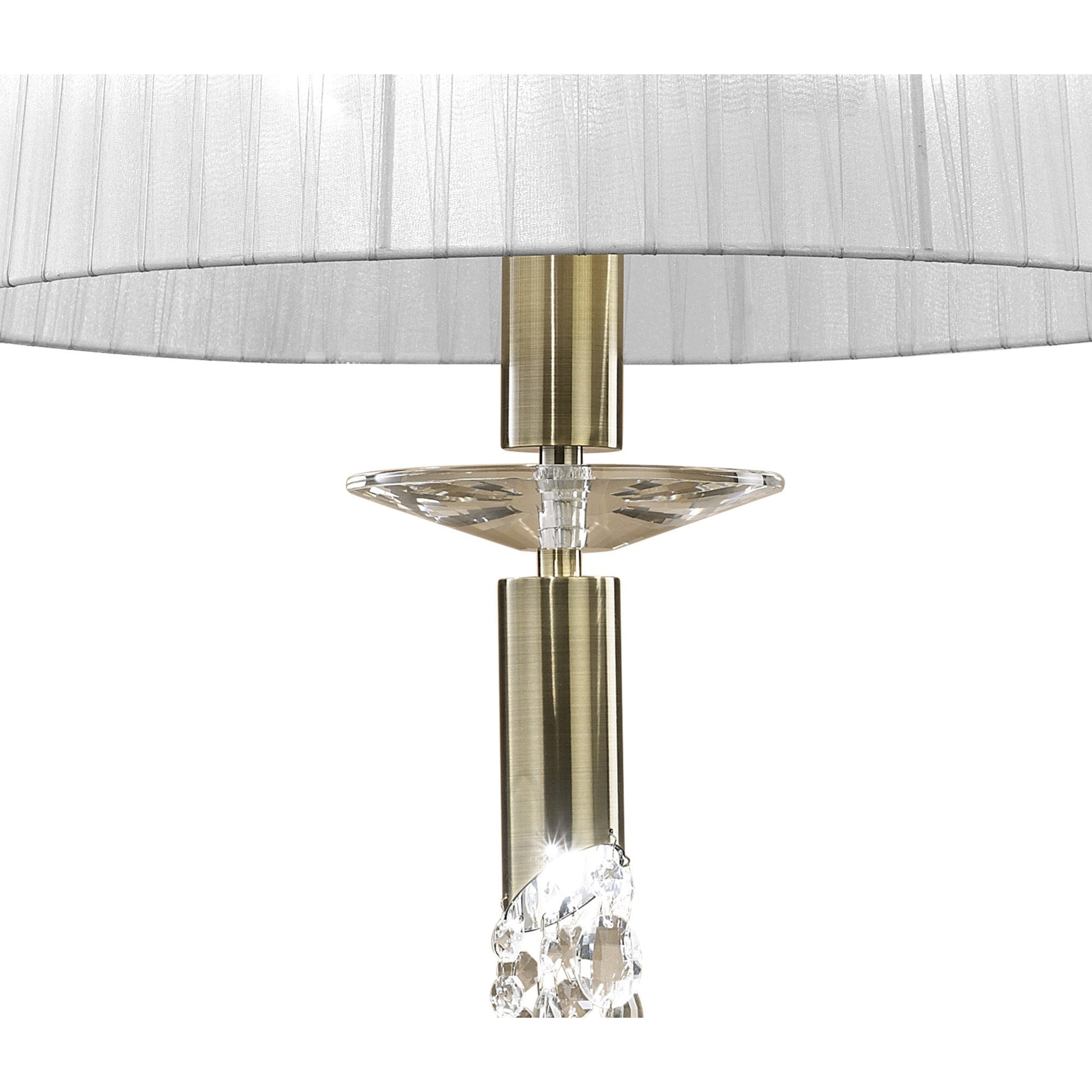M3878/WS Tiffany Pendant 3+1 Light E27+G9 Antique Brass White Shade & Clear Crystal