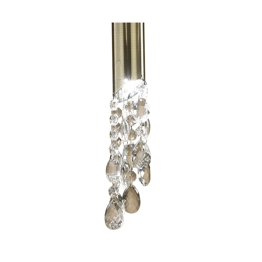 M3878/WS Tiffany Pendant 3+1 Light E27+G9 Antique Brass White Shade & Clear Crystal