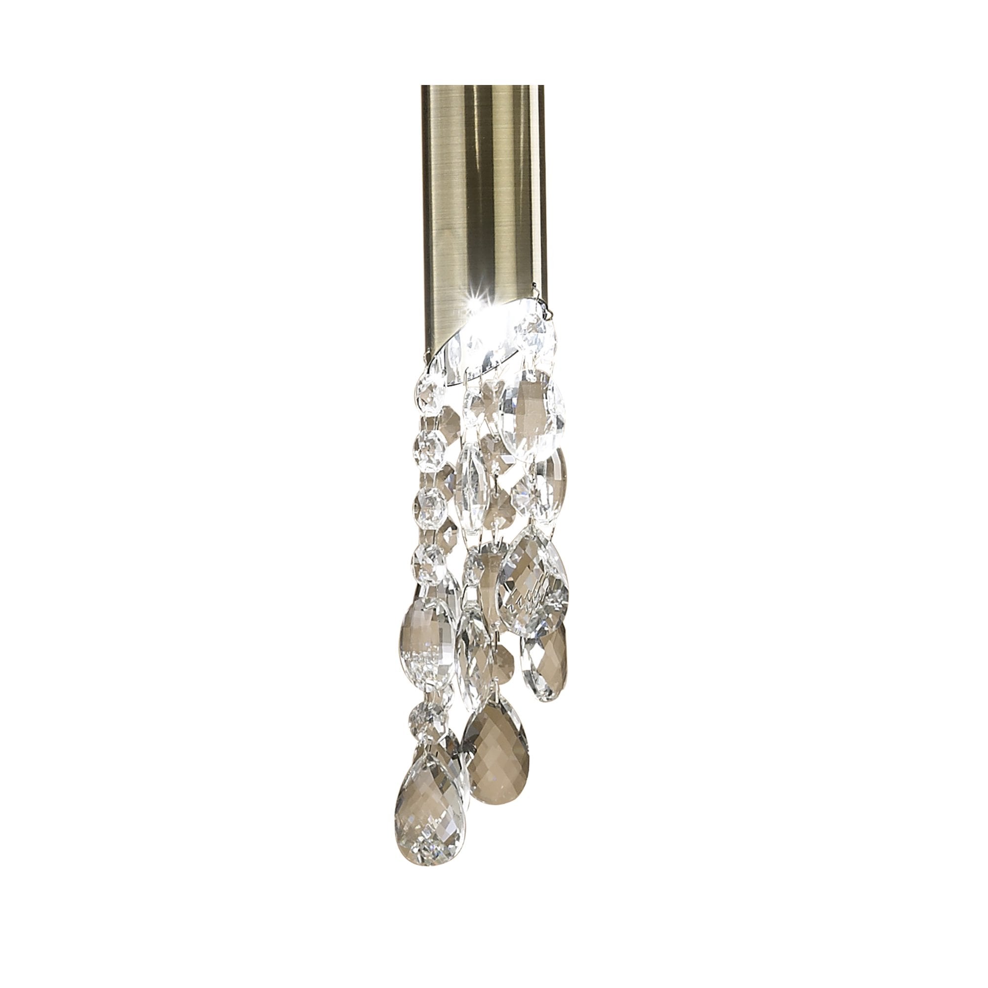 M3878/WS Tiffany Pendant 3+1 Light E27+G9 Antique Brass White Shade & Clear Crystal