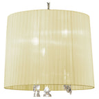 M3880/CS Tiffany Pendant 3+3 Light E14+G9 Antique Brass Cream Shade & Clear Crystal
