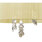 M3880/CS Tiffany Pendant 3+3 Light E14+G9 Antique Brass Cream Shade & Clear Crystal