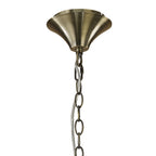 M3880/WS Tiffany Pendant 3+3 Light E14+G9 Antique Brass White Shade & Clear Crystal
