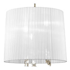 M3880/WS Tiffany Pendant 3+3 Light E14+G9 Antique Brass White Shade & Clear Crystal