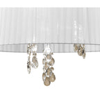 M3880/WS Tiffany Pendant 3+3 Light E14+G9 Antique Brass White Shade & Clear Crystal