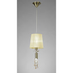 M3881/CS Tiffany Pendant 1+1 Light E27+G9 Antique Brass Cream Shade & Clear Crystal