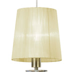 M3881/CS Tiffany Pendant 1+1 Light E27+G9 Antique Brass Cream Shade & Clear Crystal
