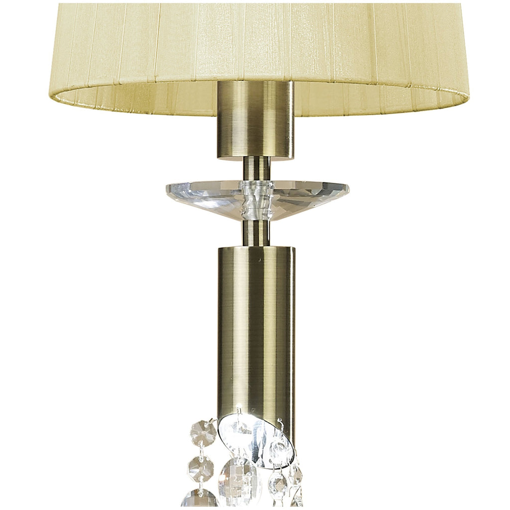 M3881/CS Tiffany Pendant 1+1 Light E27+G9 Antique Brass Cream Shade & Clear Crystal