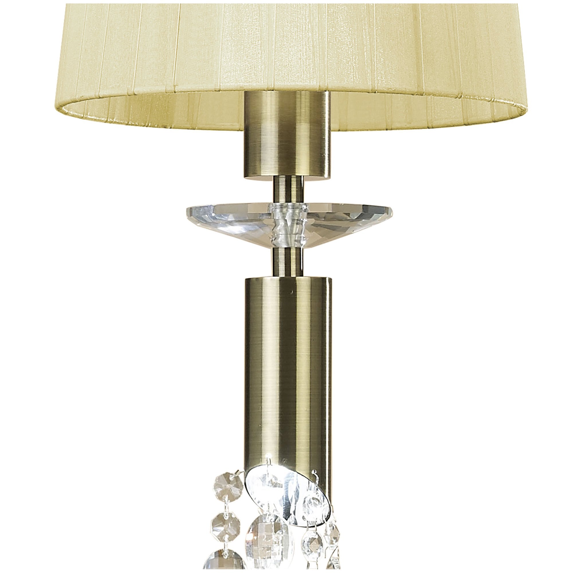 M3881/CS Tiffany Pendant 1+1 Light E27+G9 Antique Brass Cream Shade & Clear Crystal