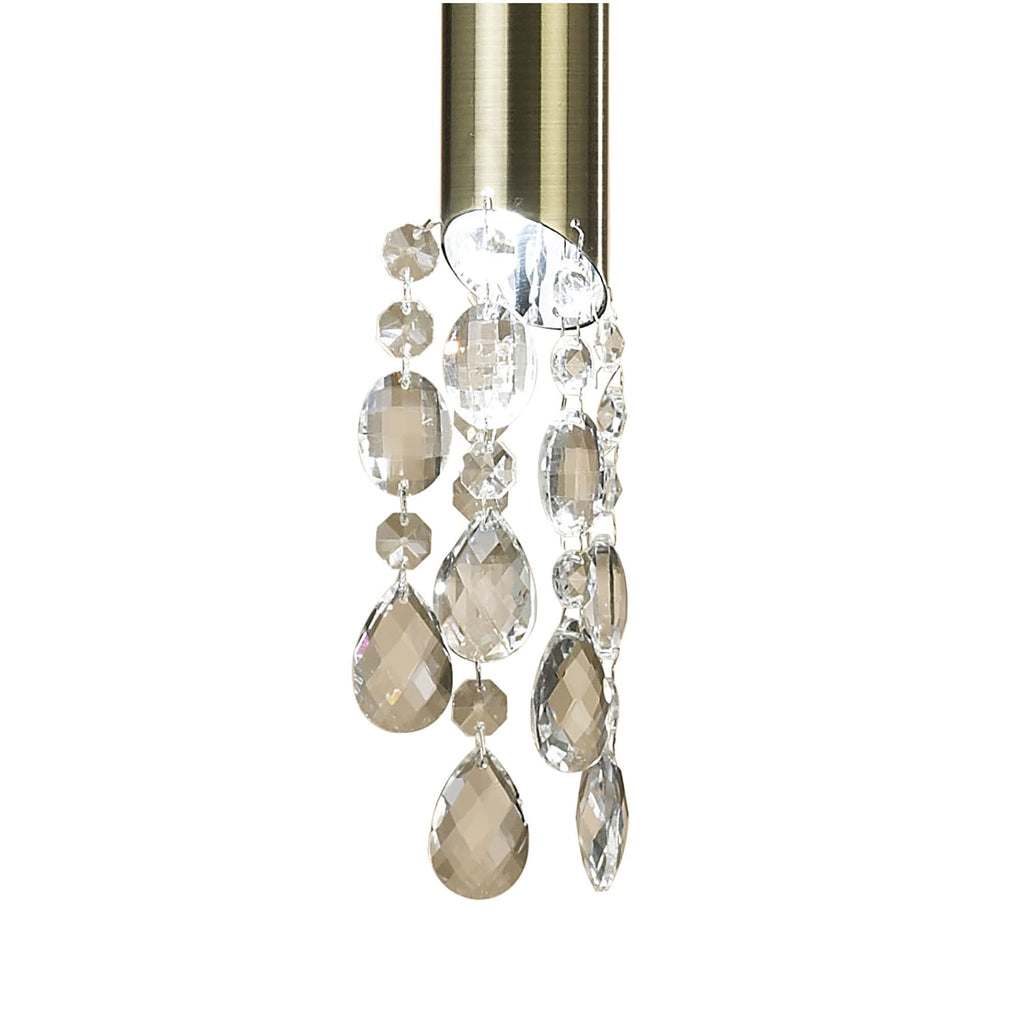 M3881/CS Tiffany Pendant 1+1 Light E27+G9 Antique Brass Cream Shade & Clear Crystal
