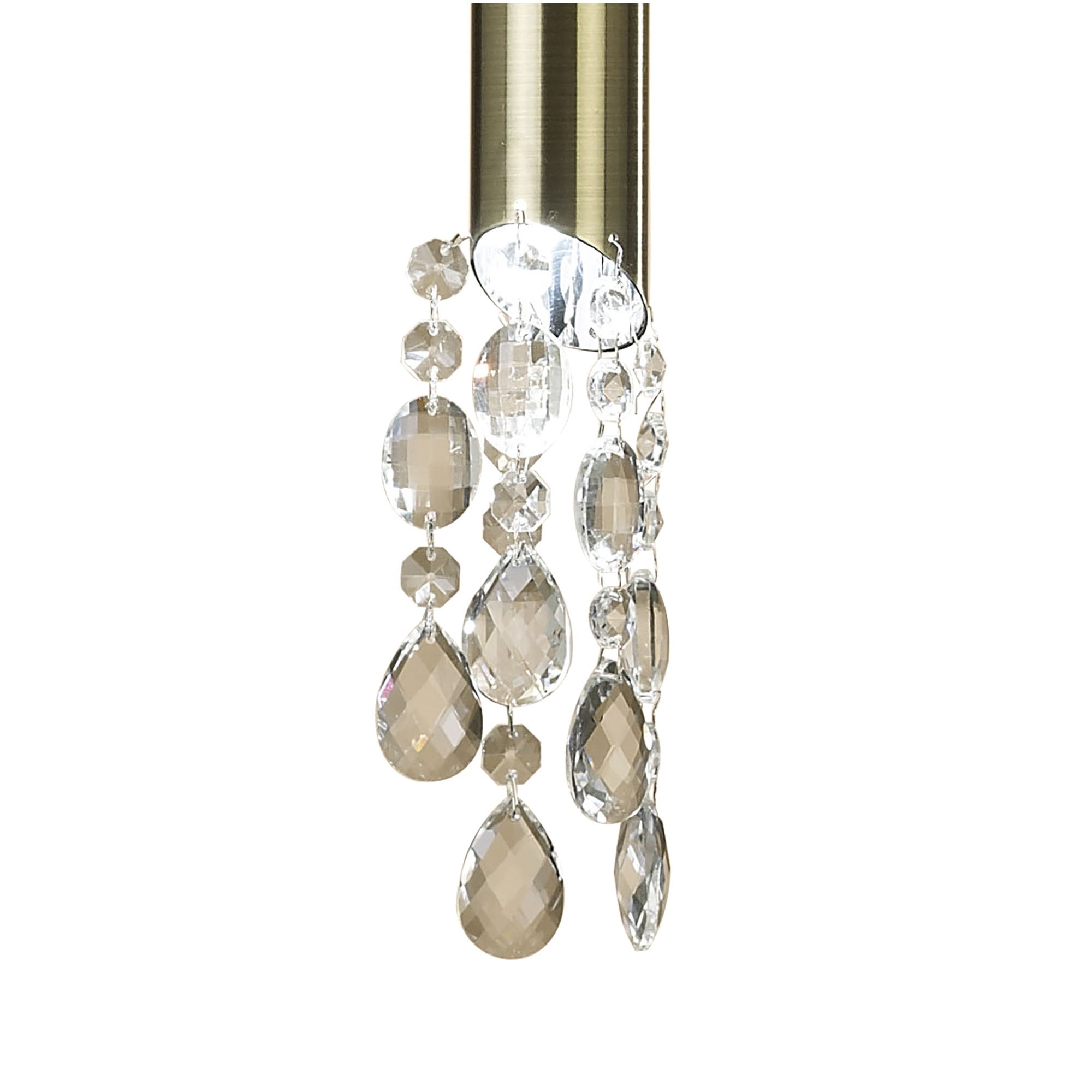 M3881/CS Tiffany Pendant 1+1 Light E27+G9 Antique Brass Cream Shade & Clear Crystal