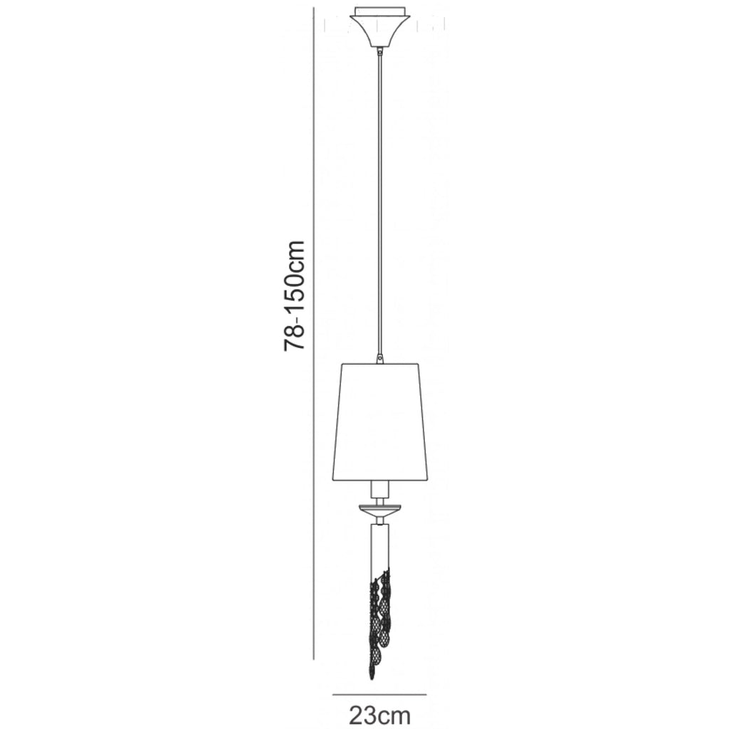 M3881/WS Tiffany Pendant 1+1 Light E27+G9 Antique Brass White Shade & Clear Crystal