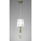 M3881/WS Tiffany Pendant 1+1 Light E27+G9 Antique Brass White Shade & Clear Crystal
