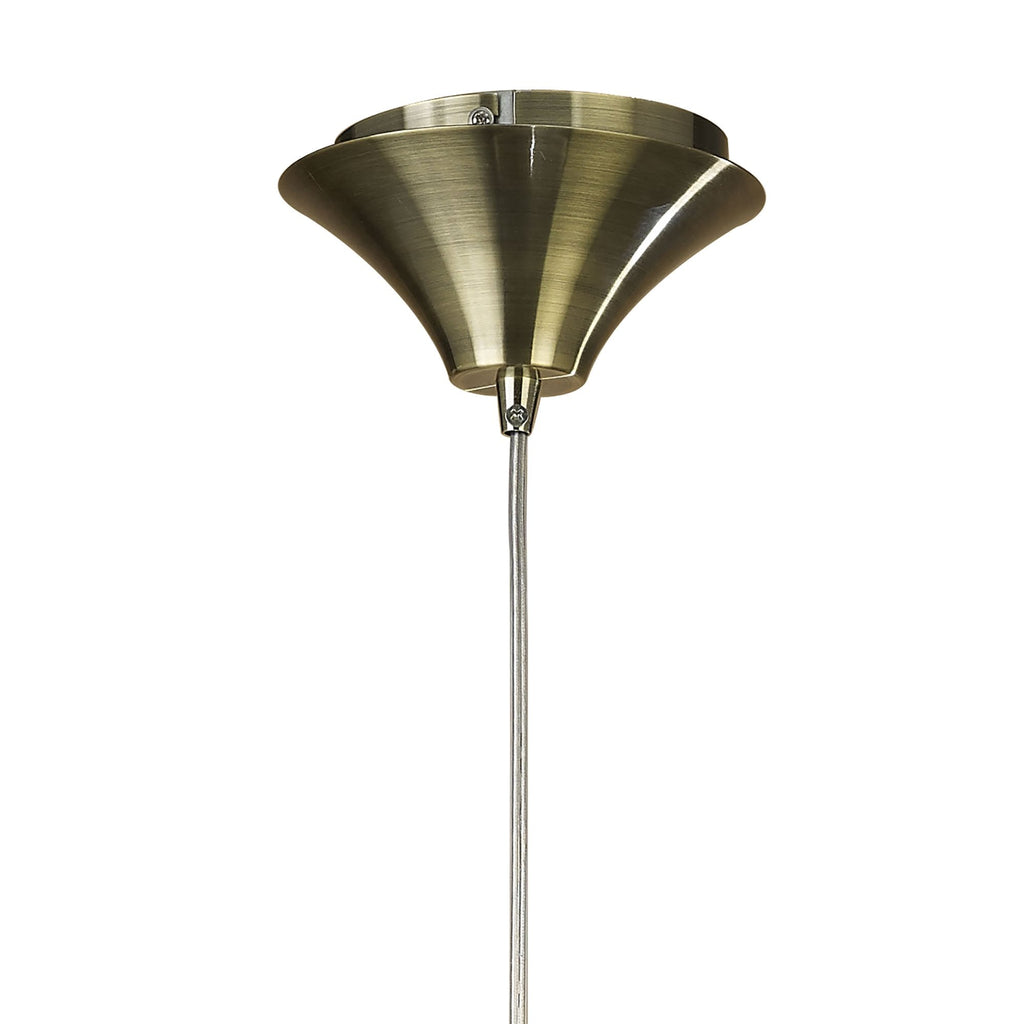 M3881/WS Tiffany Pendant 1+1 Light E27+G9 Antique Brass White Shade & Clear Crystal