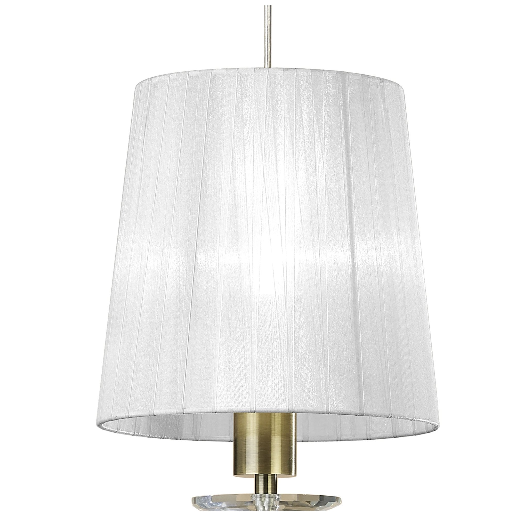 M3881/WS Tiffany Pendant 1+1 Light E27+G9 Antique Brass White Shade & Clear Crystal