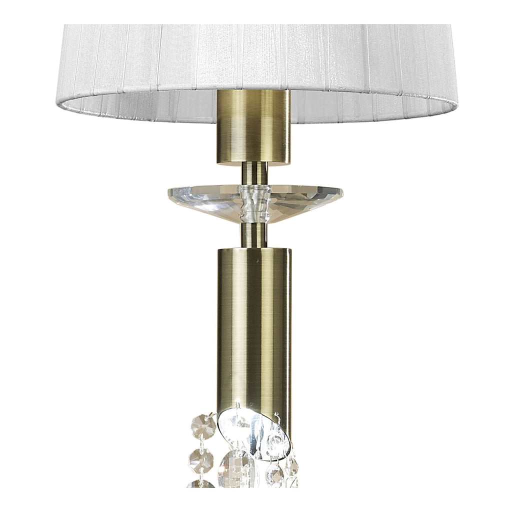 M3881/WS Tiffany Pendant 1+1 Light E27+G9 Antique Brass White Shade & Clear Crystal