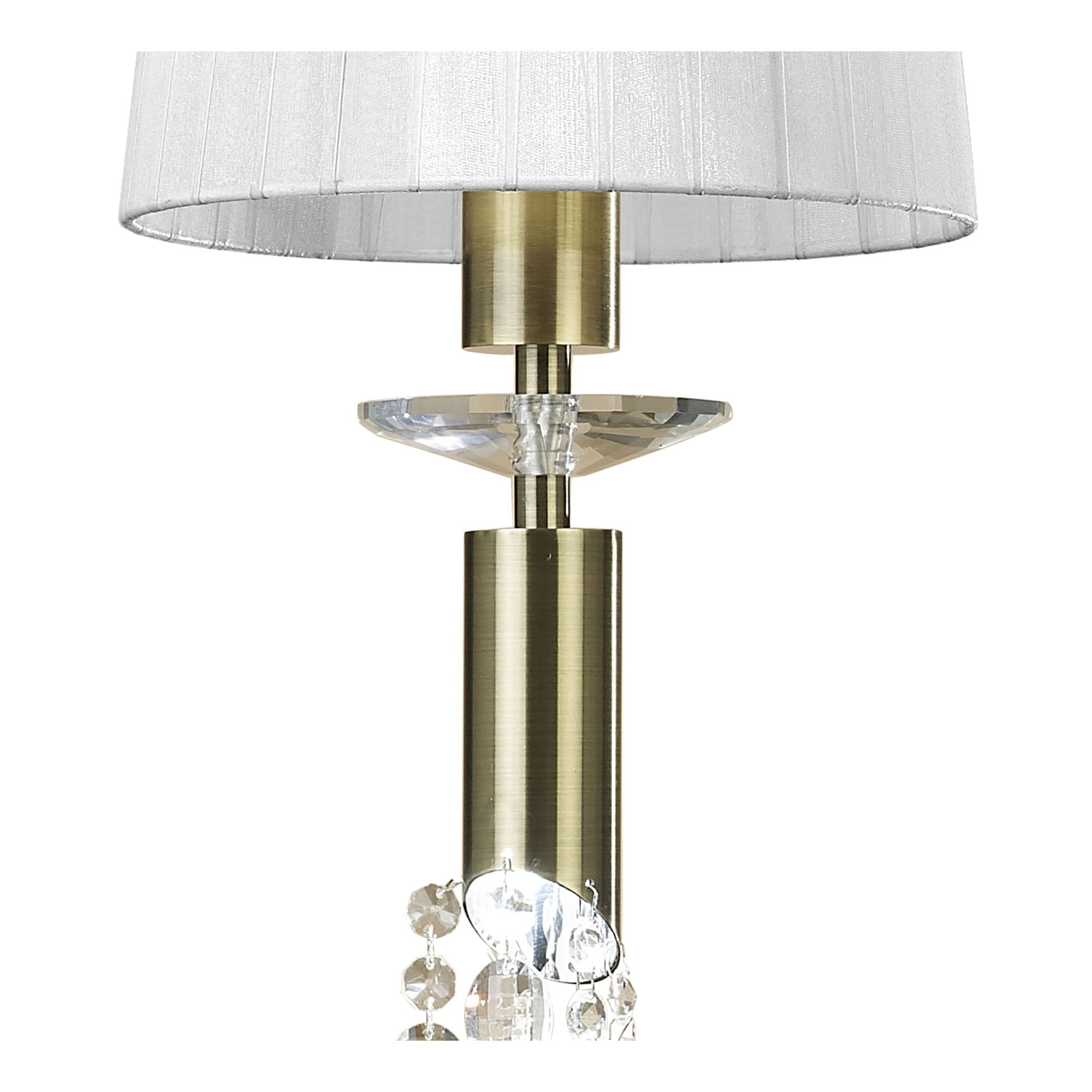 M3881/WS Tiffany Pendant 1+1 Light E27+G9 Antique Brass White Shade & Clear Crystal
