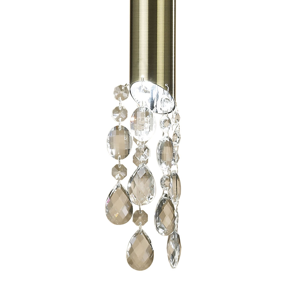 M3881/WS Tiffany Pendant 1+1 Light E27+G9 Antique Brass White Shade & Clear Crystal