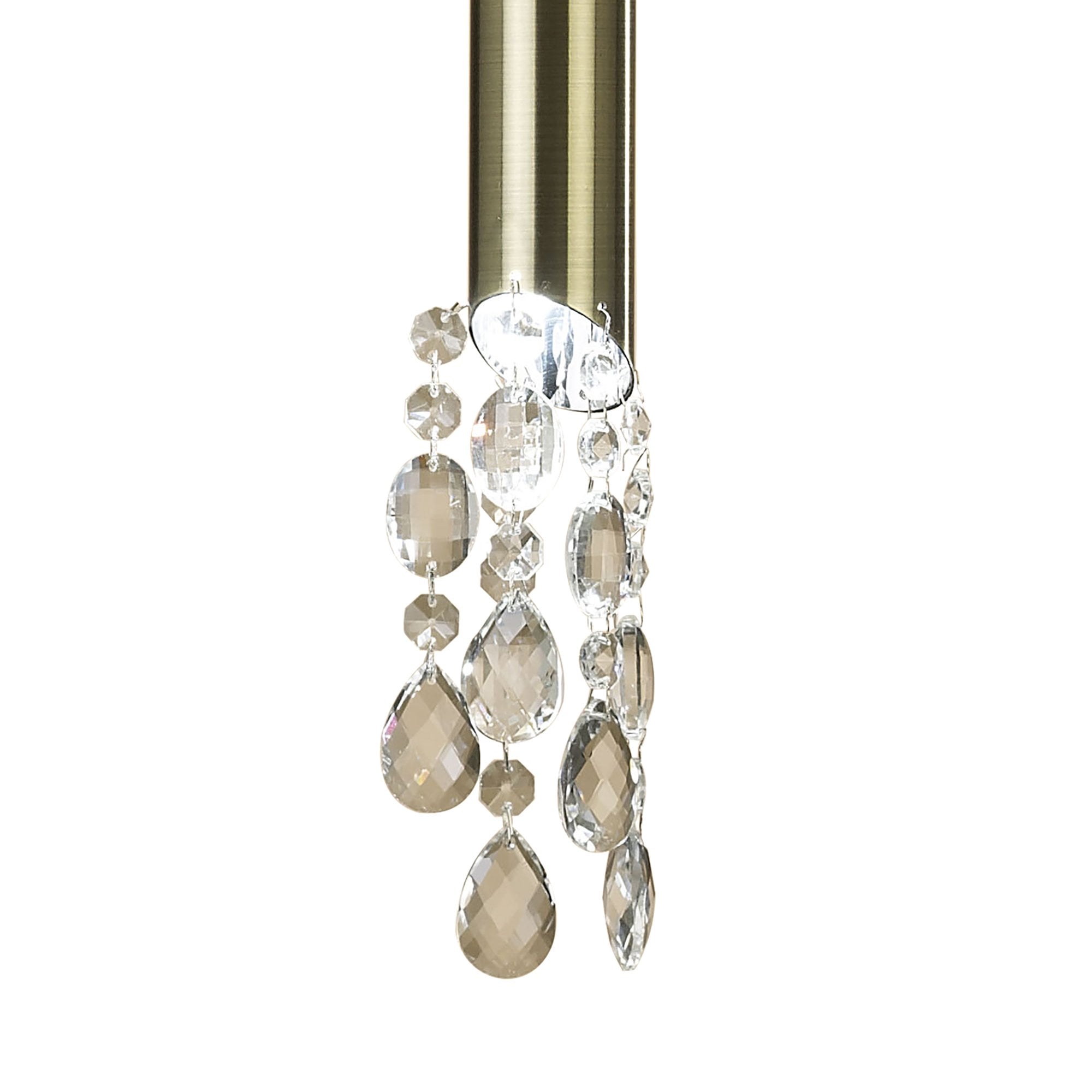 M3881/WS Tiffany Pendant 1+1 Light E27+G9 Antique Brass White Shade & Clear Crystal