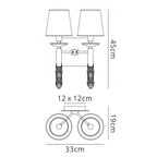 M3883/S/CS Tiffany Wall Lamp Switched 2+2 Light E14+G9 Antique Brass Cream Shades & Clear Crystal