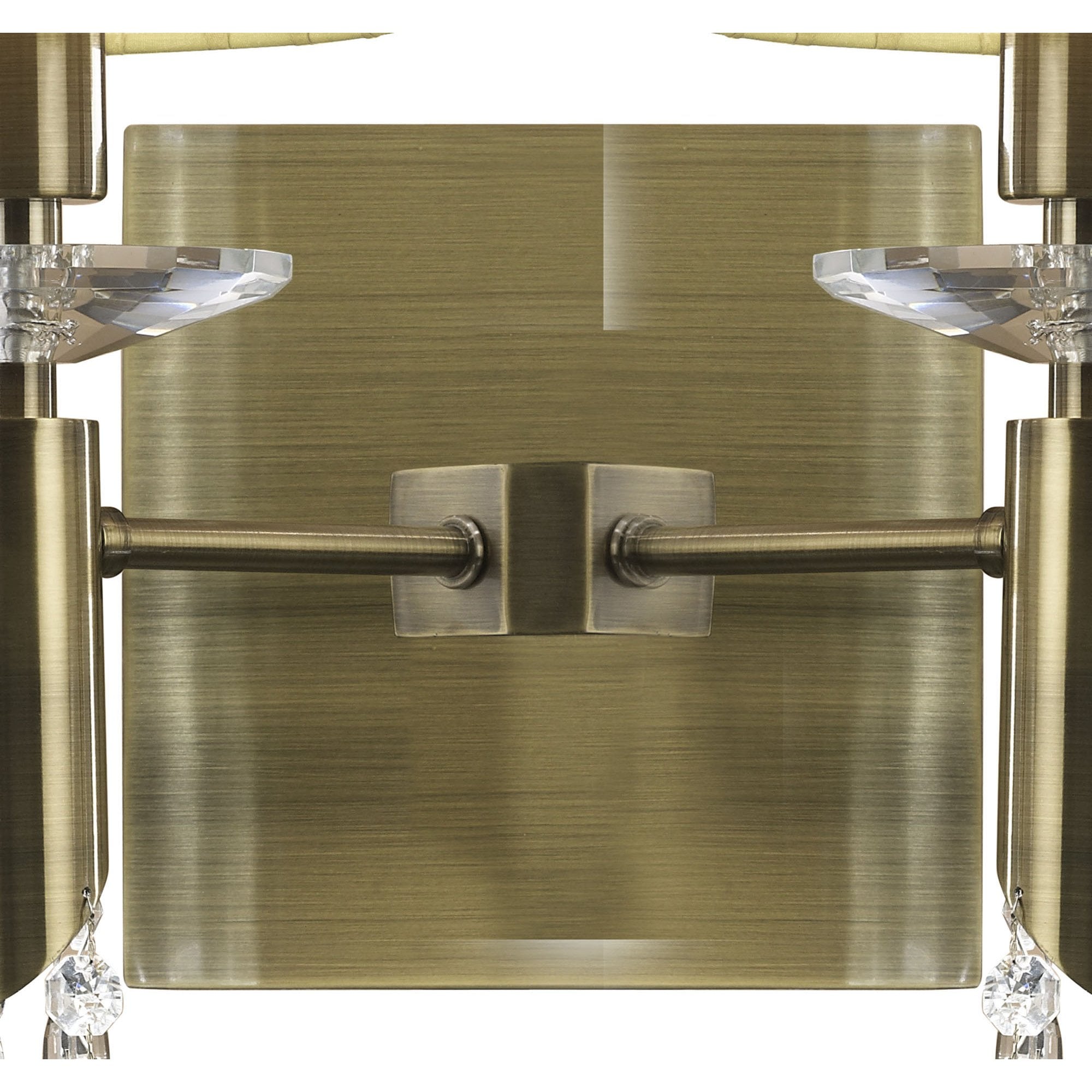 M3883/S/CS Tiffany Wall Lamp Switched 2+2 Light E14+G9 Antique Brass Cream Shades & Clear Crystal